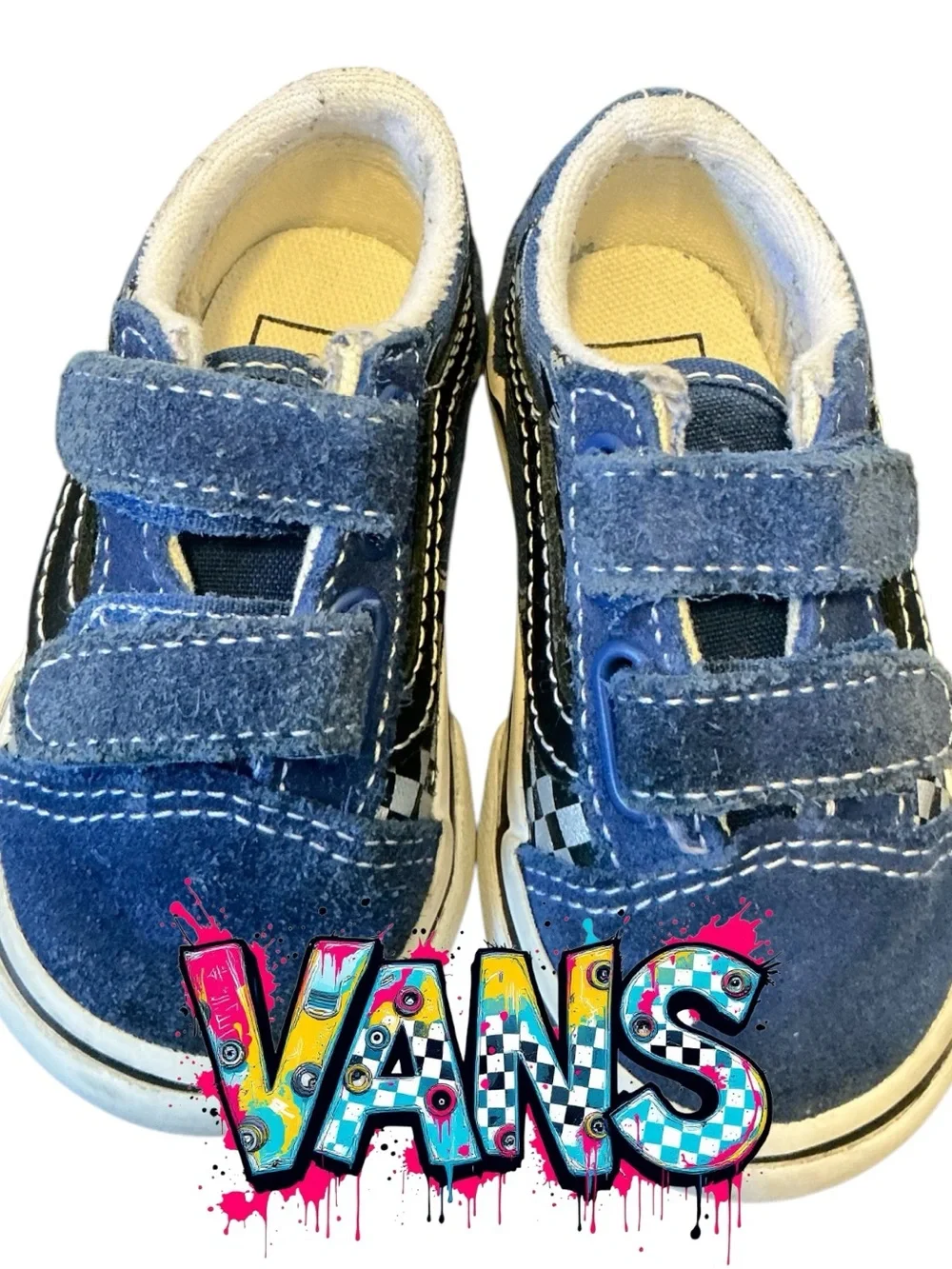 Vans Blue and Black Kids Velcro Sneakers